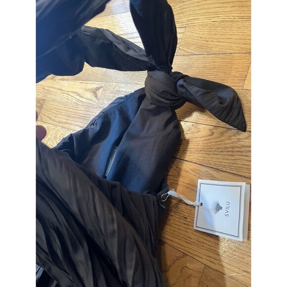 Svilu Halter Recycled Bow Back Size 8 Black Frilly Dress Newlife Polyester NWT - Picture 10 of 16